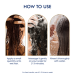 3 step visual instructions on how to use shampoo